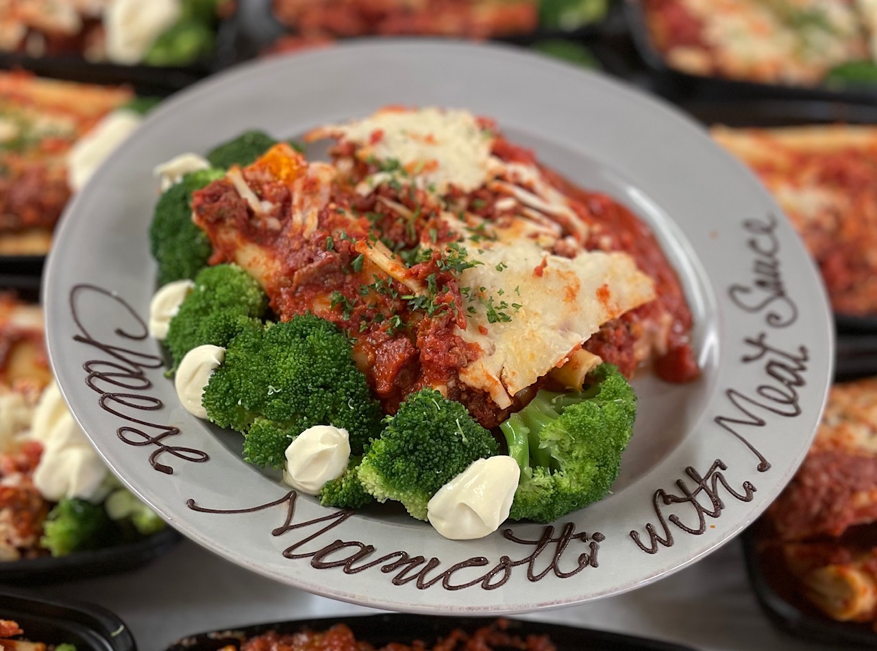 Cheese Manicotti with Meat Sauce